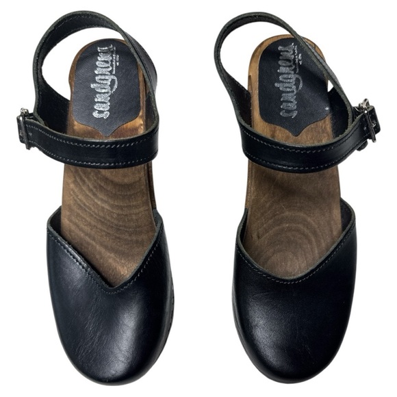 Sandgrens Victoria Classic Black Leather Clog Sandals Sz 7 - Picture 3 of 10